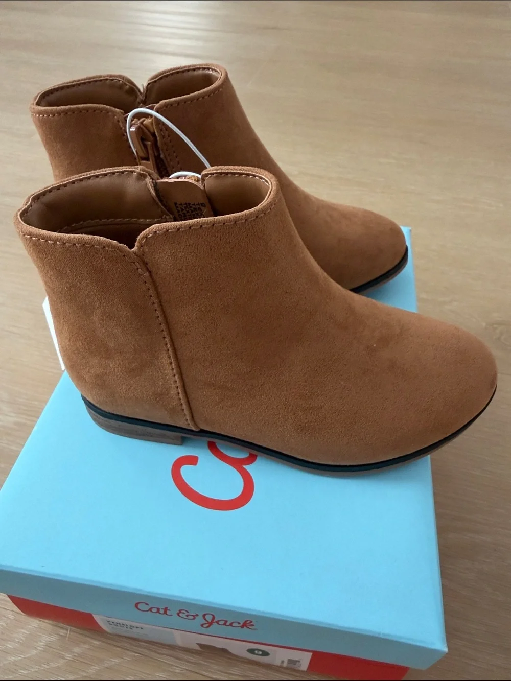 Cat & Jack Girls Cognac Tan Suede Ankle Booties